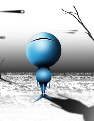 alieno blu nel deserto